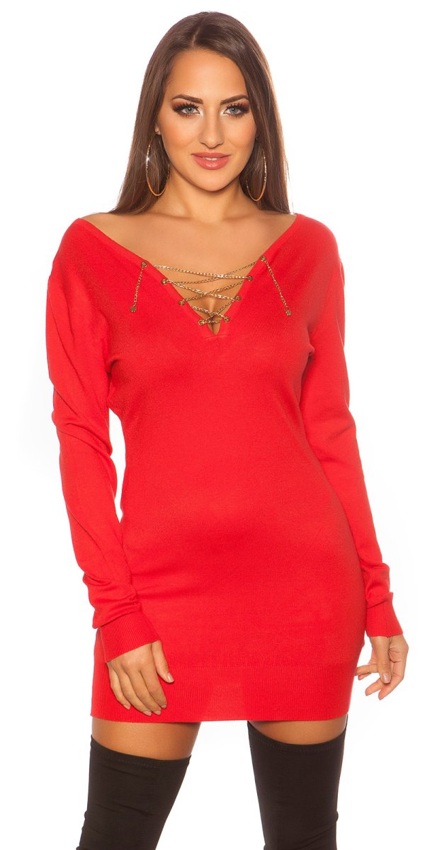 Abito in maglia AC467 rosso - immagine 2