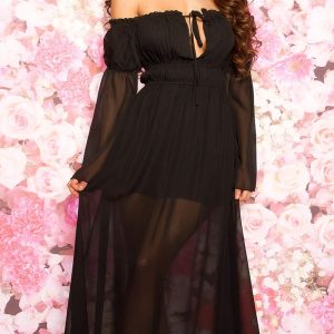 Abito lungo AC364 nero