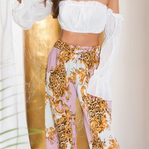 Pantalone plissettato  rosa e oro  LE200