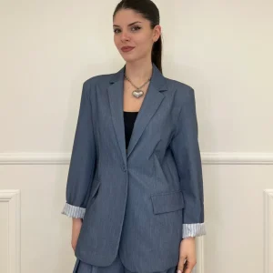 Blazer Con Fodera Gessata 216401 Avio