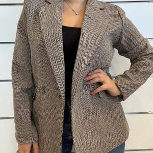 Blazer dritto a spina di pesce multicolor