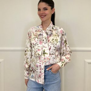 Camicia Floreale Con Fiocco 2598 Rosa