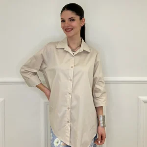 Camicia Asimmetrica 41915 Beige