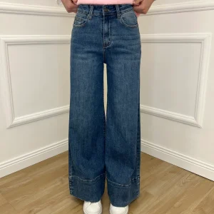 Jeans Wide Leg Orlo JK2001 Azzurro