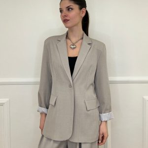 Blazer Con Fodera Gessata 216401 Taupe