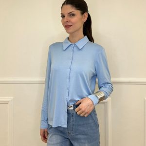 Camicia in Jersey di Viscosa 28163 Azzurro