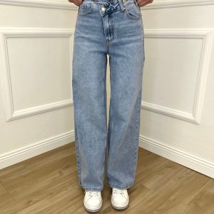 Jeans Con Vita Incrociata L1192 Azzurro