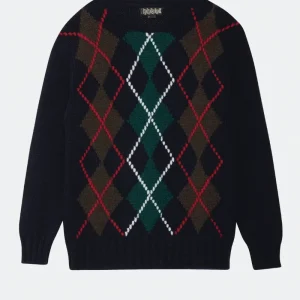 Baracuta Maglione Girocollo Con Motivo A Losanghe Blu Uomo