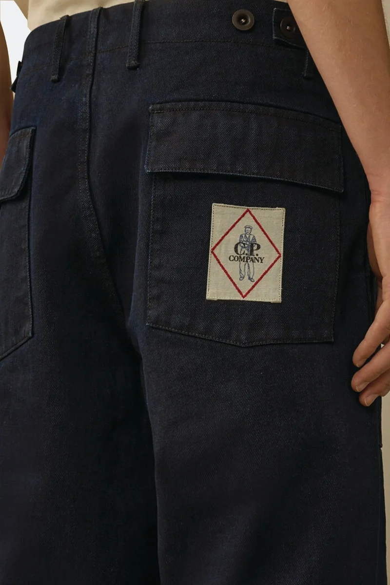 C.p. Company 3/4 Plated Denim Loose Pants Blu Uomo - immagine 7