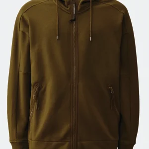 C.p. Company Diagonal Raised Fleece Goggle Sweatshirt Verde Uomo