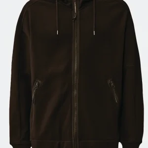 C.p. Company Diagonal Raised Fleece Goggle Sweatshirt Nero Uomo