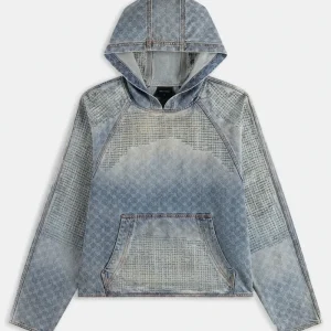 Daily Paper Destroyed Denim Hoodie Blu Unisex