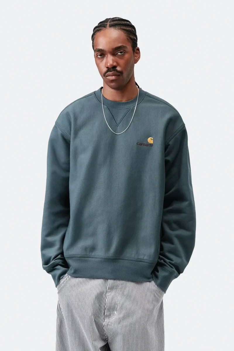 Carhartt American Script Sweatshirt Blu Uomo - immagine 3