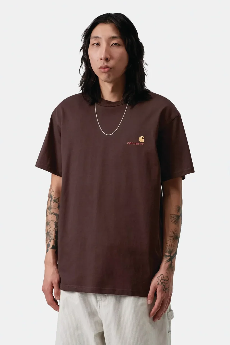 Carhartt S/s American Script T-shirt Marrone Unisex - immagine 3