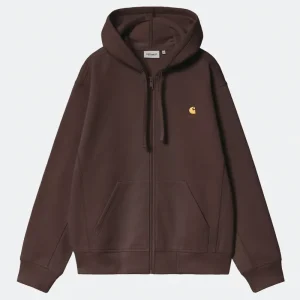Carhartt Hooded American Script Jacket Marrone Uomo