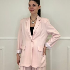 Blazer Con Fodera Gessata 216401 Rosa