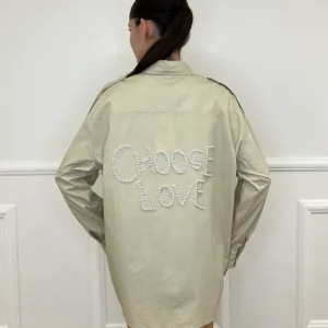 Camicia Overshirt "Choose Love" AL0066 Beige