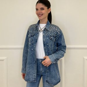 Camicia Denim Delavé Strass 18601