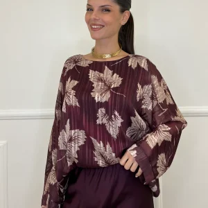 Camicia Chiffon Floreale 8029 Bordeaux