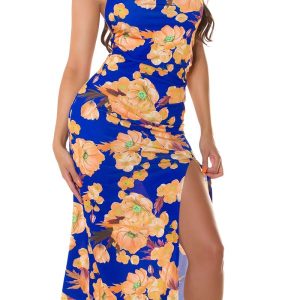 Abito lungo Estivo con stampa Floreale   AL245  blu