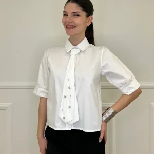 Camicia Con Cravatta Strass 15016 Bianco