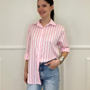 Camicia In Cotone a Righe 82062 Rosa