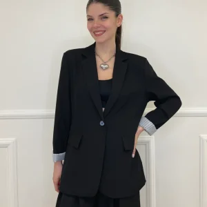 Blazer Con Fodera Gessata 216401 Nero
