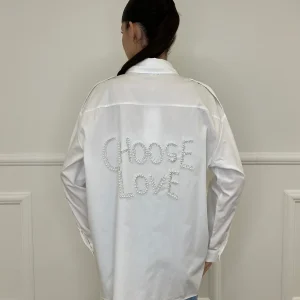 Camicia Overshirt "Choose Love" AL0066 Bianco