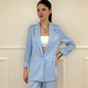 Blazer in Viscosa 27435 Azzurro