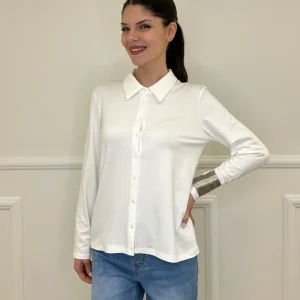 Camicia in Jersey di Viscosa 28163 Bianco