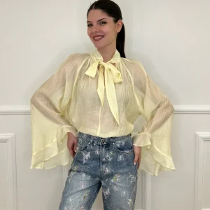 Camicia in Tencel con Fiocco 2608 Giallo