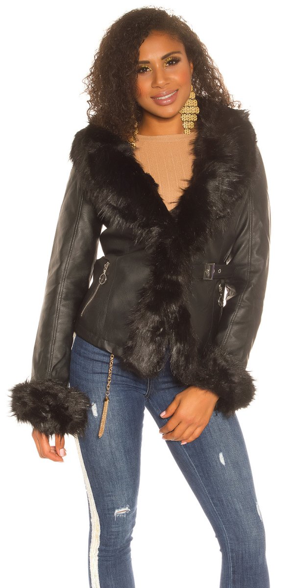 Giacca simil pelle nero GIU037 - immagine 2