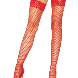 Calze autoreggenti a rete INT661 rosso