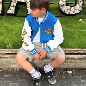 Giacca Bomber Bambino Blu Maniche Bianche College - Duca Homme Basic