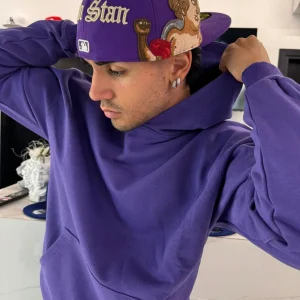 Felpa con Cappuccio Oversize Viola Uomo - Duca Homme Basic