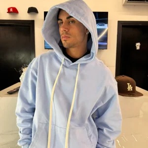 Felpa con Cappuccio Oversize Celeste Uomo - Duca Homme Basic