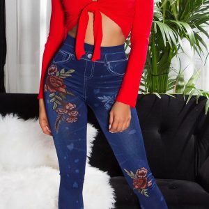 Leggings con stampa floreale LE213 blu