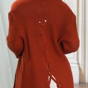 Cardigan in maglia grezza MAI087 bronzo