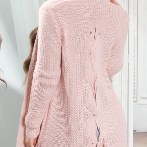 Cardigan in maglia grezza MAI087 rosa