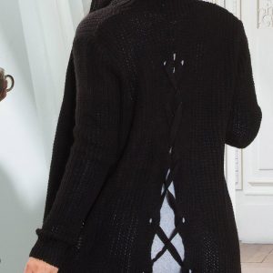 Cardigan in maglia grezza MAI087 nero