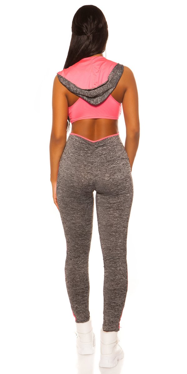 Tuta fitness TT123 grigia/ fucsia - immagine 3