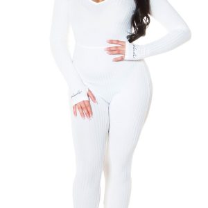 Tuta sexy a costine TT245 bianco