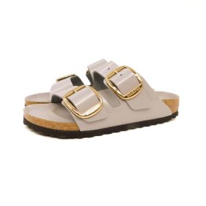Birkenstock ciabatta Arizona Big Buckle High Shine grigio