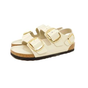 Birkenstock sandalo Milano Big Buckle High Shine Ecru