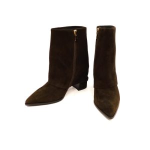 Bruno Premi tronchetto marrone in camoscio con risvolto