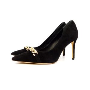 Guess Décolleté camoscio nero catena